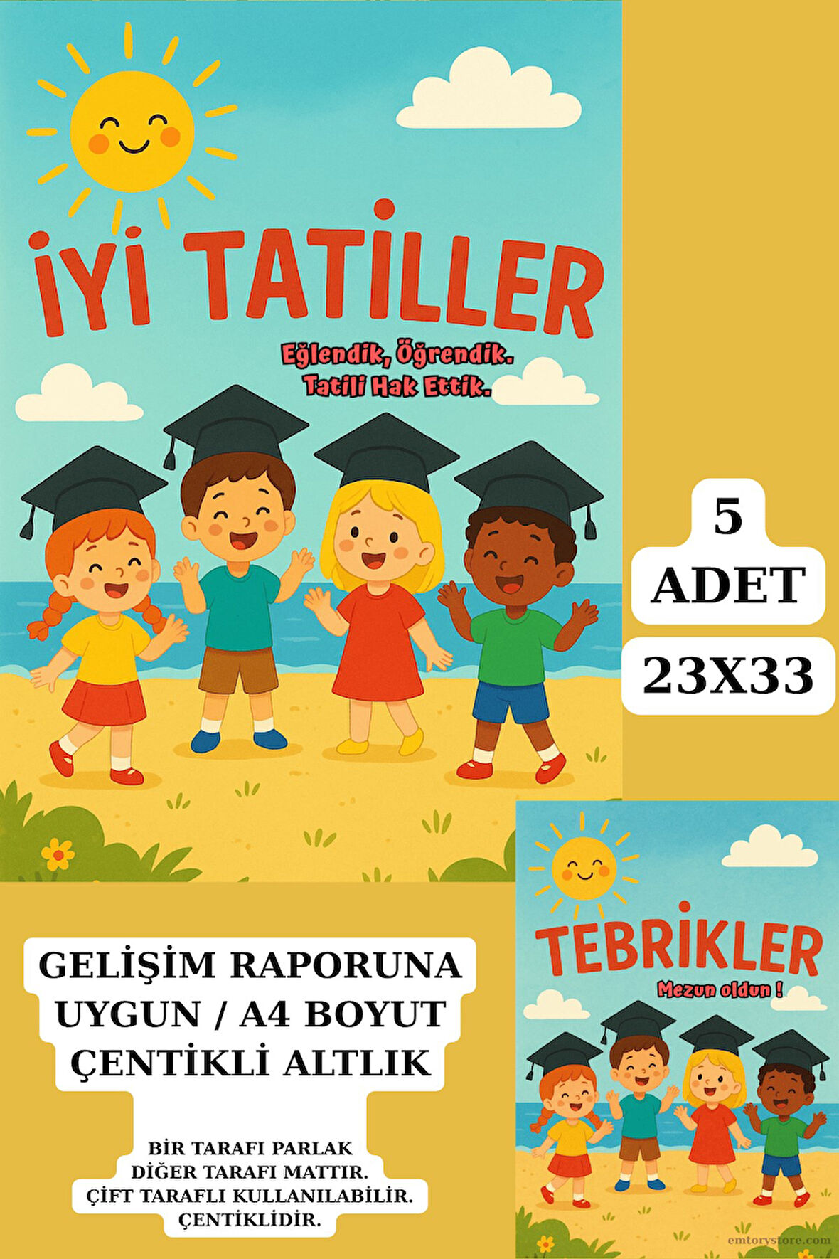 Gelişim Raporu | Yaz Temalı Mezuniyet Konsept Gelişim Raporu Karne Kılıfı - Kalın Kuşe - 5 Adet