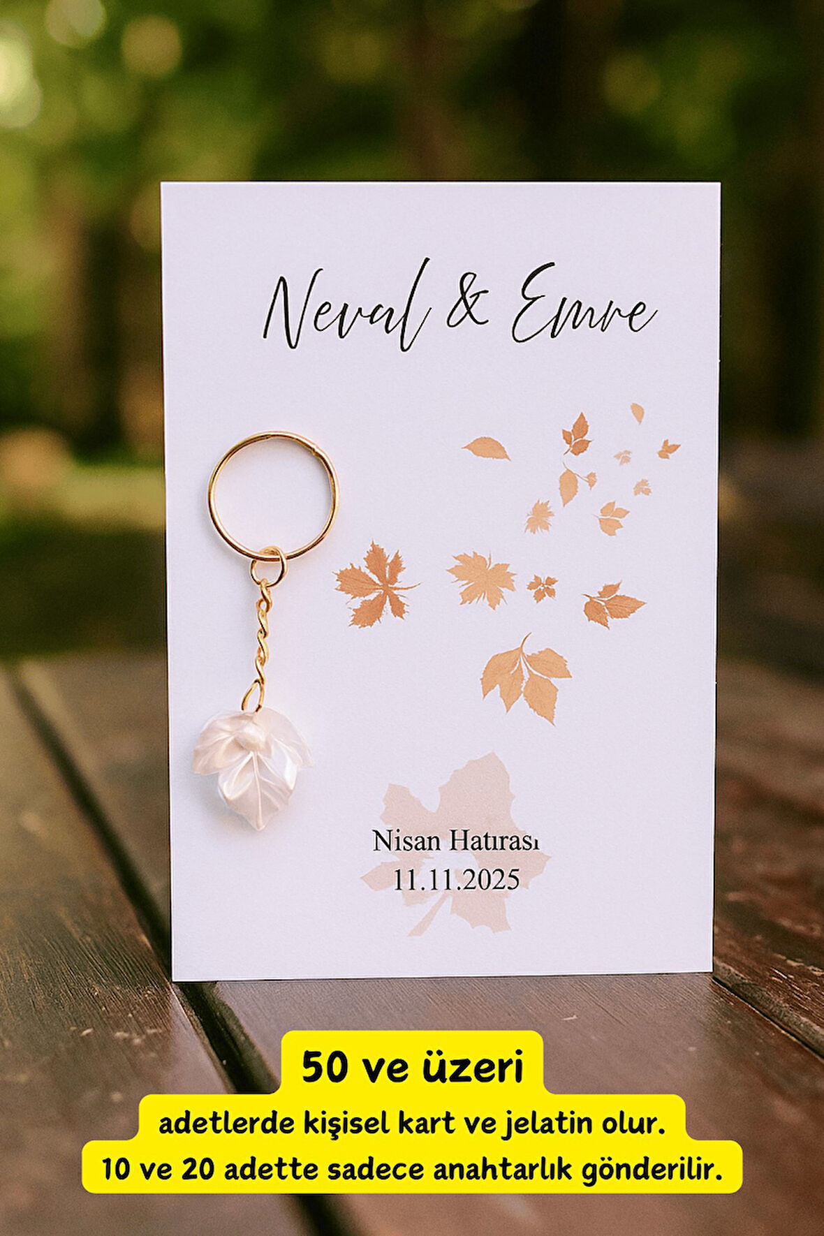 Çınar Yaprağı Anahtarlık - Kına Hediyesi - Nişan Hediyesi - Mevlit Hediye -  Özel Gün Hediye 10 Adet