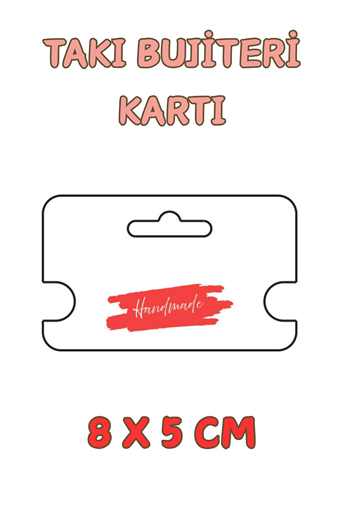 Handmade Kırmızı 100 Adet Kolye Kartı - Bileklik Kartı - Takı Kartı - Paketleme Kartı