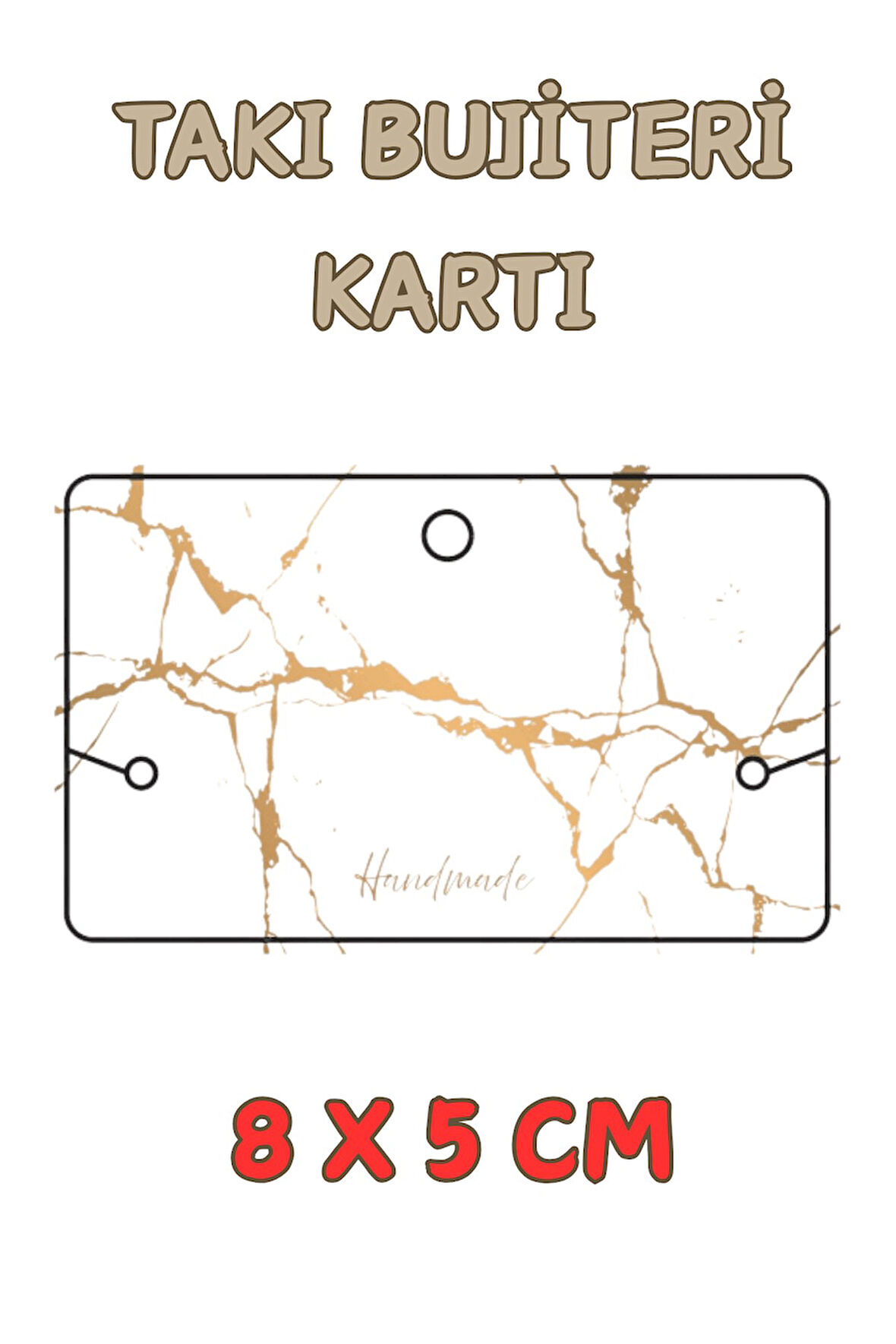 Mermer Desen Handmade - 100 Adet Bileklik & Kolye Kartı - Takı Kartı - Paketleme Kartı - Bujiteri Ka