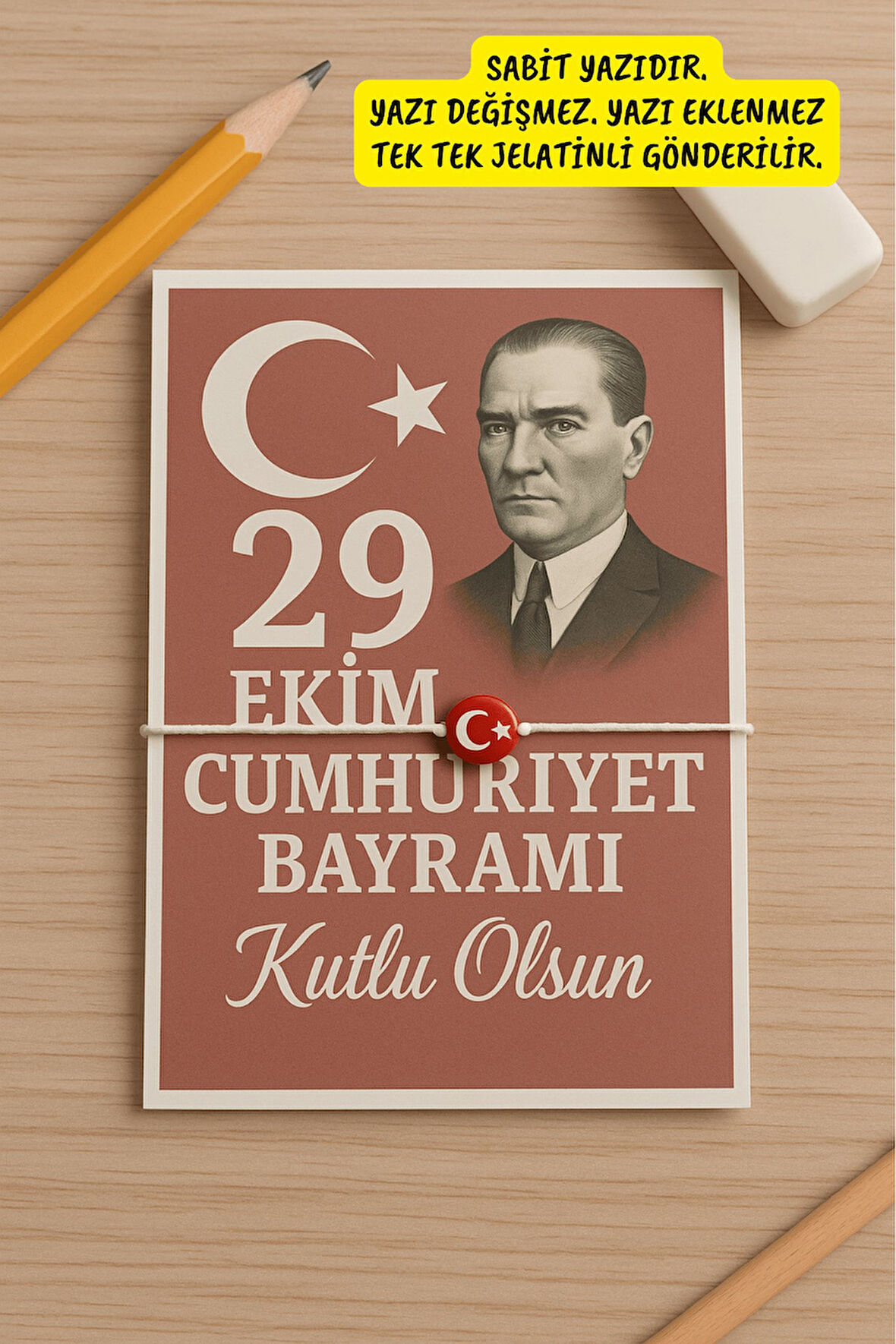 10 Adet Kırmızı Türk Bayraklı 29 Ekim Hediye - 29 Ekim Cumhuriyet Bayramı Hediye - Jelatinli