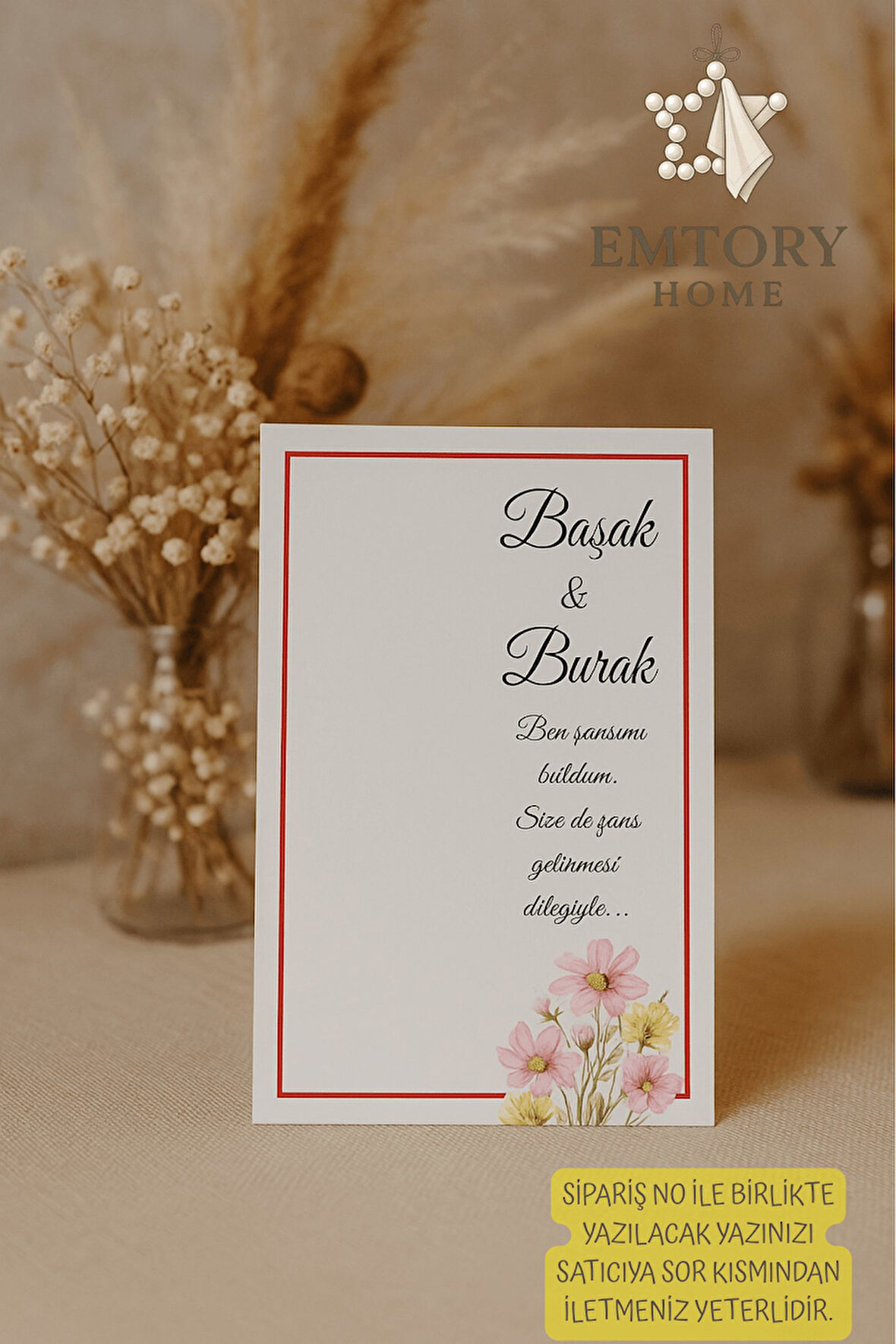 Çiçek Konsept Nişan, Kına Hatırası Anahtarlık Kartı 10x15Cm 49 Adet - Makrome & Türk Kahvesi Kartı 