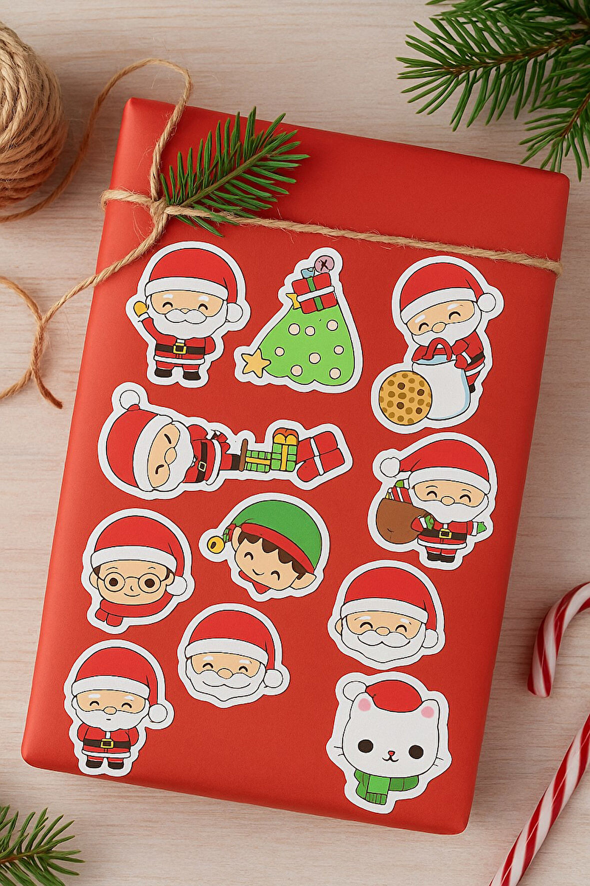 11 Adet Noel Baba Sticker- Yılbaşı Sticker - Yılbaşı Hediye Paketleme - Yılbaşı Süsü - Hediye Paketi
