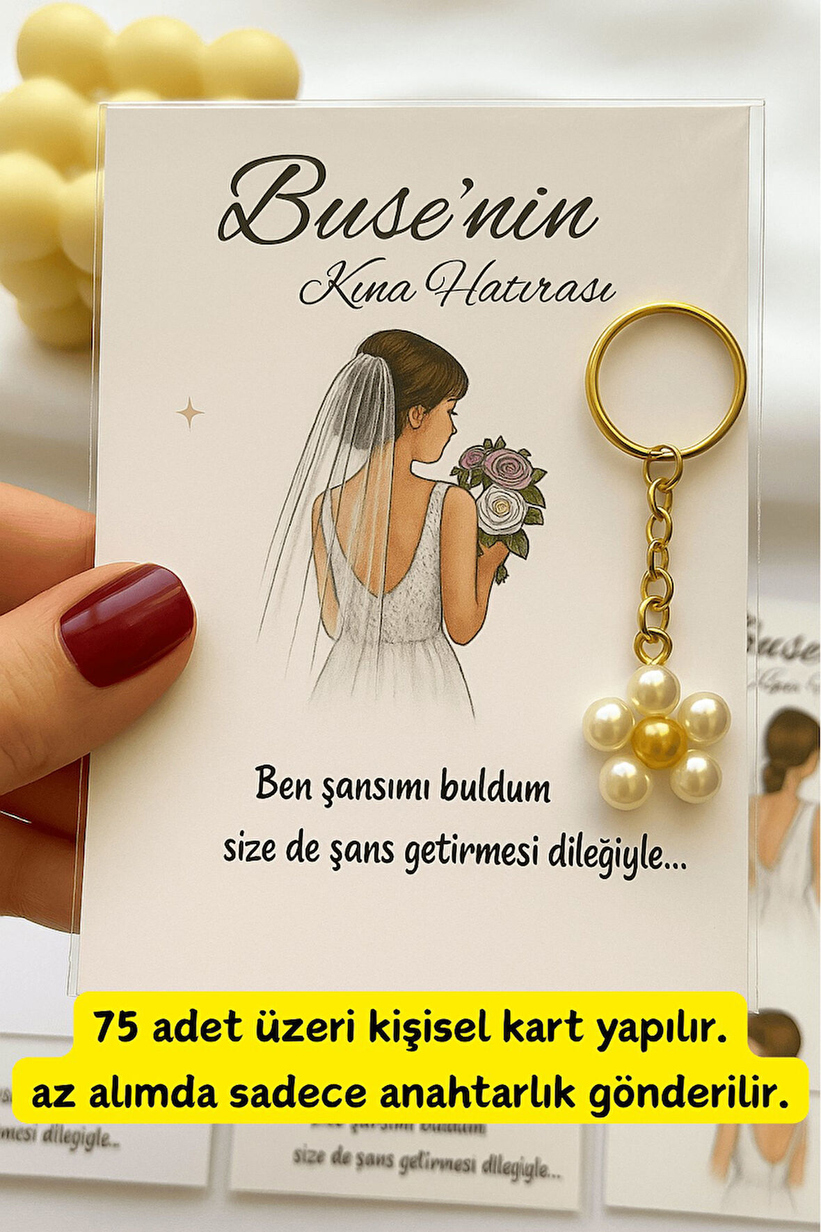 Papatya |   15 Adet Gelin Model Papatya Anahtarlık - Nikah Hediyesi Kına Hediyesi - 75+kişisel