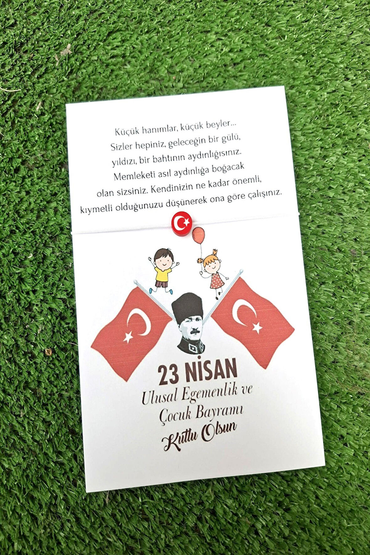 5 Adet 23 Nisan Hediyelik Bileklik - Türk Bayraklı Kartlı Bileklik - Jelatinlidir.