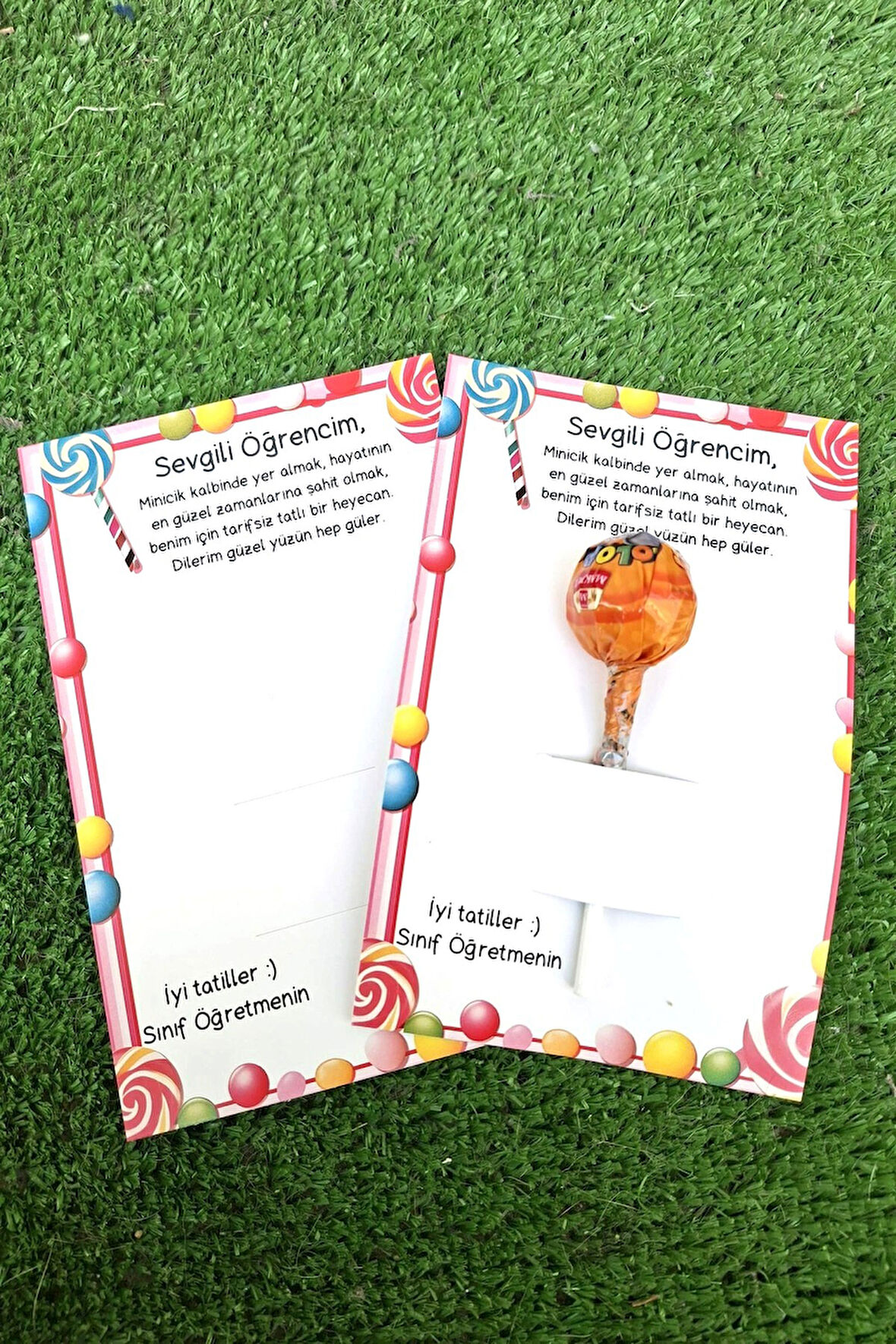 10 Adet  Lollipop | Sevgili Öğrencim Kartlı - Öğrenci Hediye - Okul Hediyesi - Karne Hediyesi