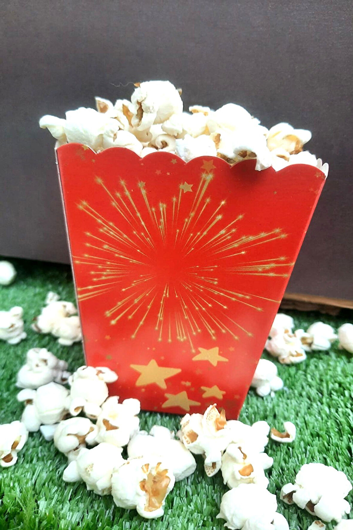 8'li Kırmızı Parti Mısır Kutusu - PopCorn Kutusu - Doğum Günü İkram Hediye - Orta Boy