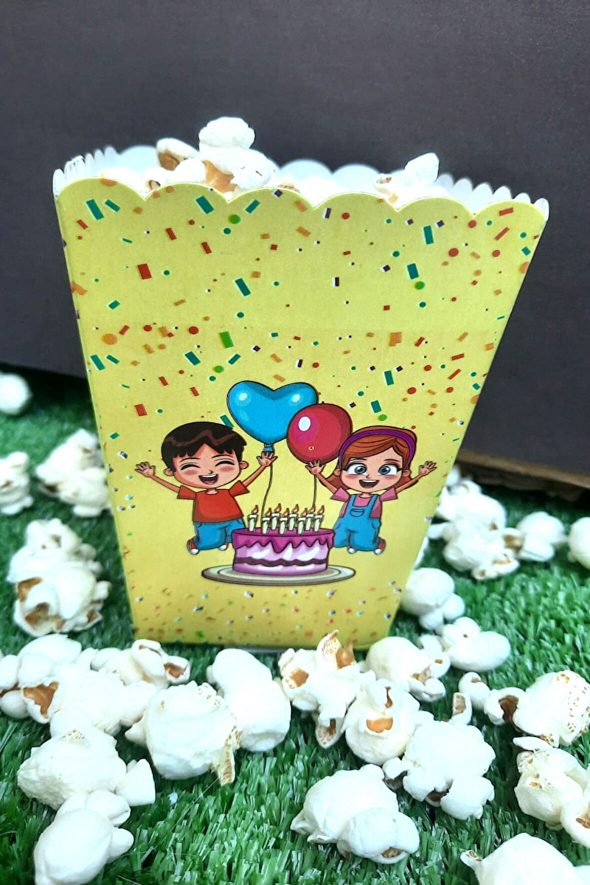 8'li Çocuk Parti Mısır Kutusu - PopCorn Kutusu - Doğum Günü İkram Hediye - Orta Boy