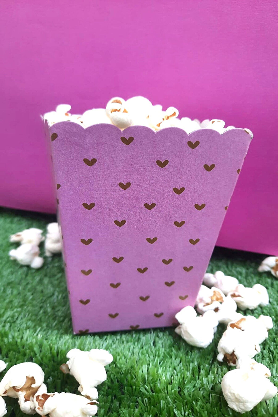 8'li Kalpli Pembe Mısır Kutusu - PopCorn Kutusu - Doğum Günü İkram Hediye - Orta Boy