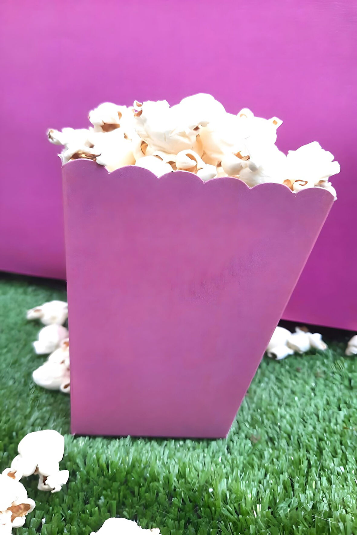 8'li Pembe Mısır Kutusu - PopCorn Kutusu - Doğum Günü İkram Hediye - Orta Boy