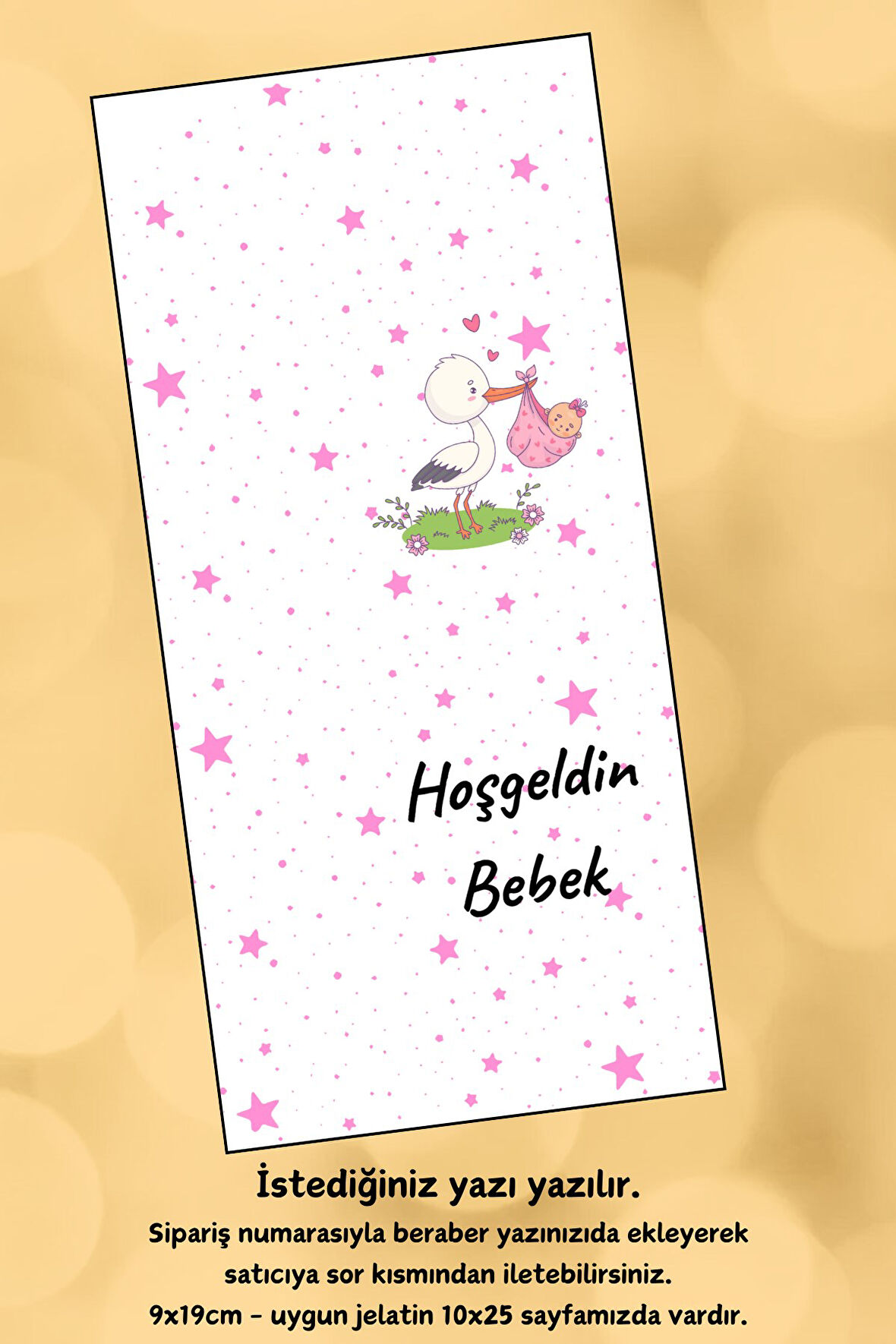 25 Adet Pembe Leylek  - Makrome Kartı İstediğin Yazı Yazılır - Hediye Kartı - Tebrik Kart
