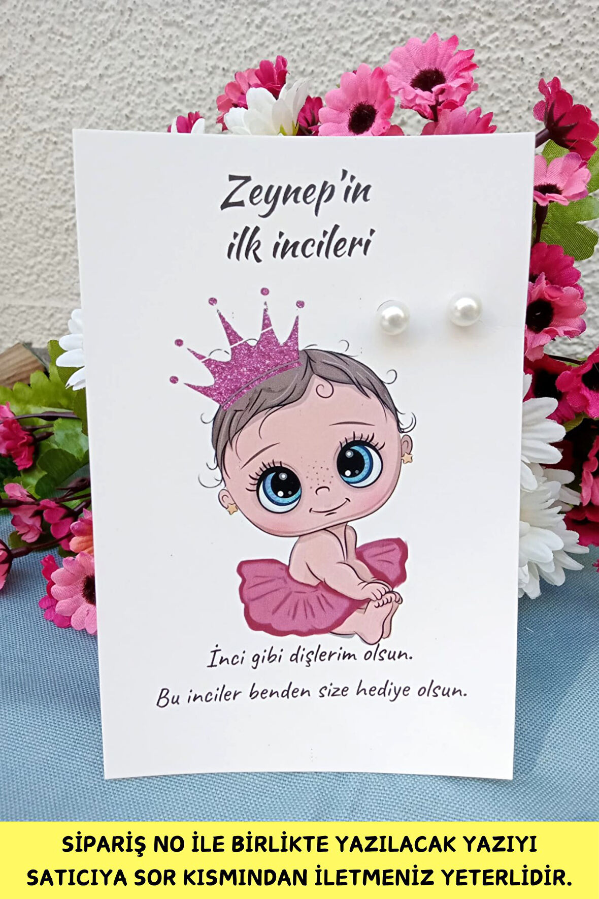 30 Adet İnci Küpe | Pembe Elbiseli Kız - 6 Ay Kına Hediyesi - Diş Buğdayı - Doğum Günü Hediyelik