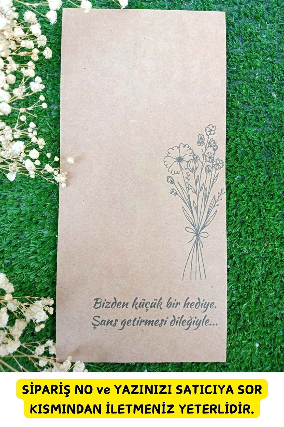 9x19 cm Kraft Makrome Kartı - Kişiye Özel Makrome Kartı - Kına Düğün Kartı - 25 Adet