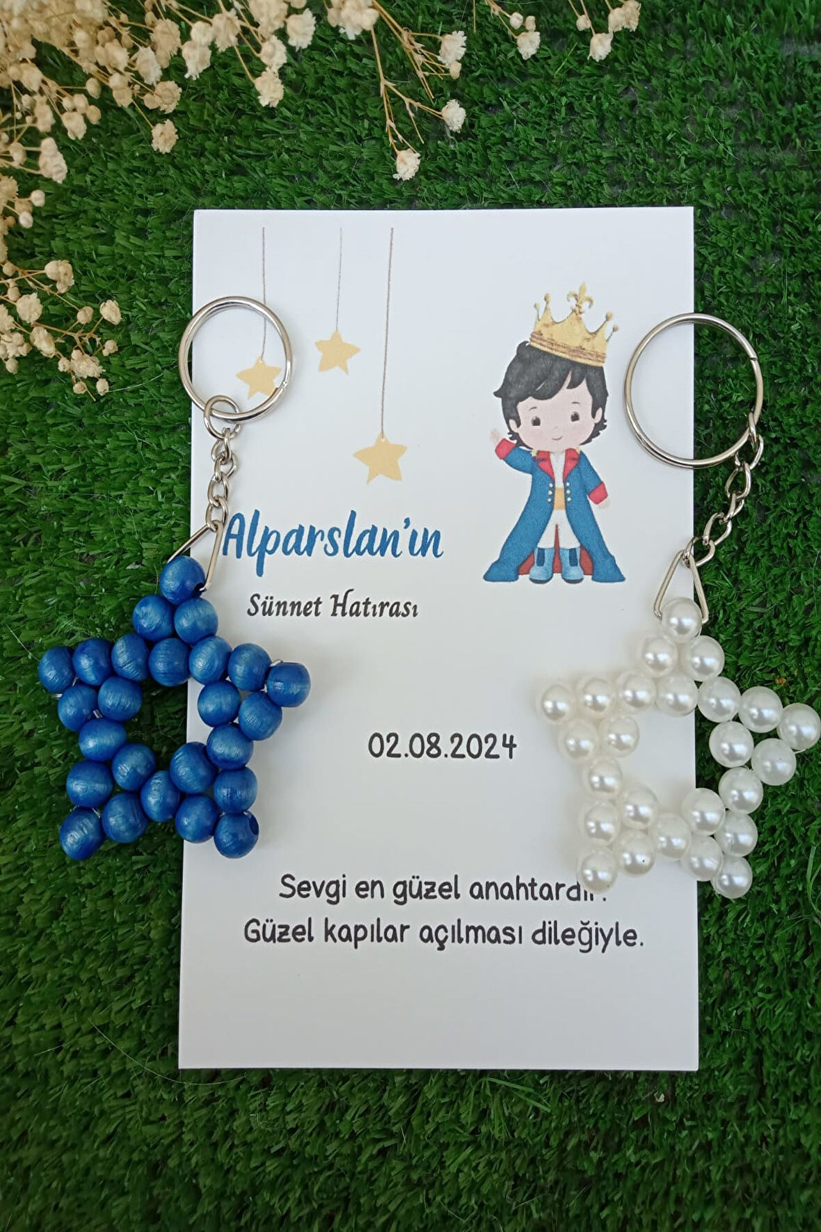 30 Adet Sünnet Hatırası Konsept Kartlı Anahtarlık - Sünnet Hediyelik - Mevlid Hediye - Kişiye Özel Y