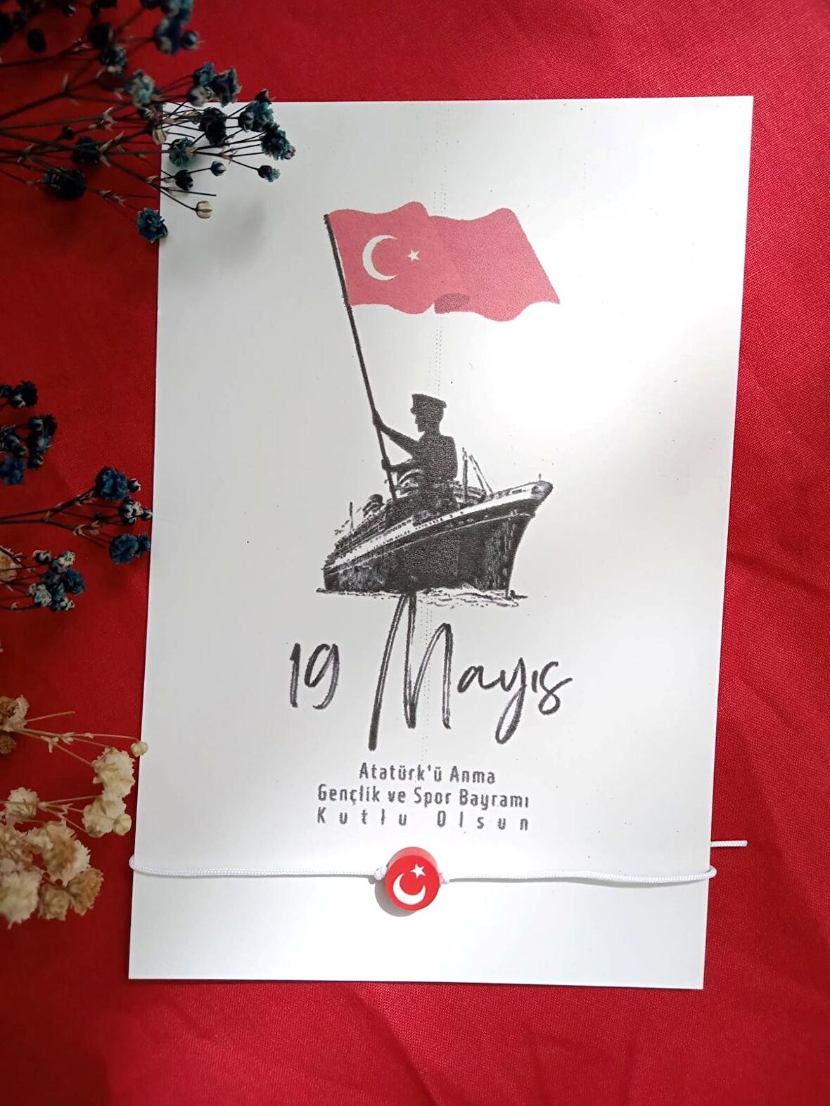19 Mayıs Bileklik - 10 Adet Kuşe Kartlı Hediyelik Bileklik - 19 Mayıs Hediyesi - Bandırma Vapuru