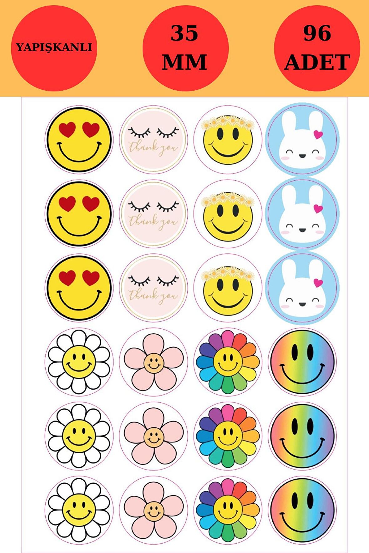 Emoji Sticker - Paketleme Sticker - Emoji Etiket - Gülen Yüz Sticker - Laptop Sticker