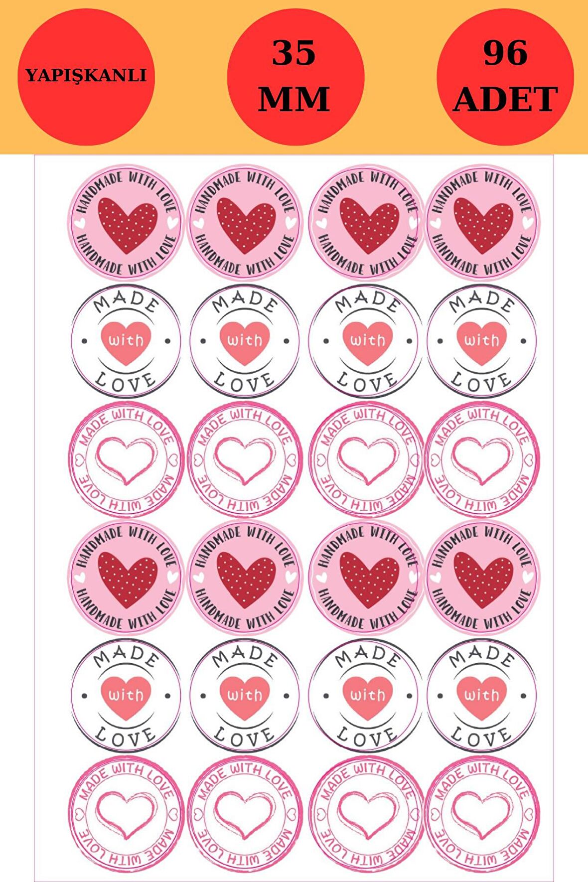 Love Heart Sticker - Kalp Sticker - Love Sticker - Paketleme Sticker - Notebook Sticker - 