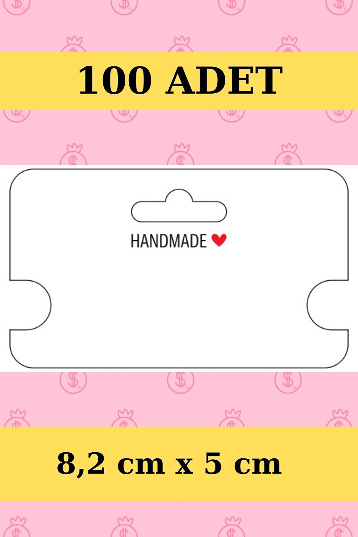 Handmade - 100 Adet Kolye Kartı - Bileklik Kartı - Takı Kartı - Paketleme Kartı