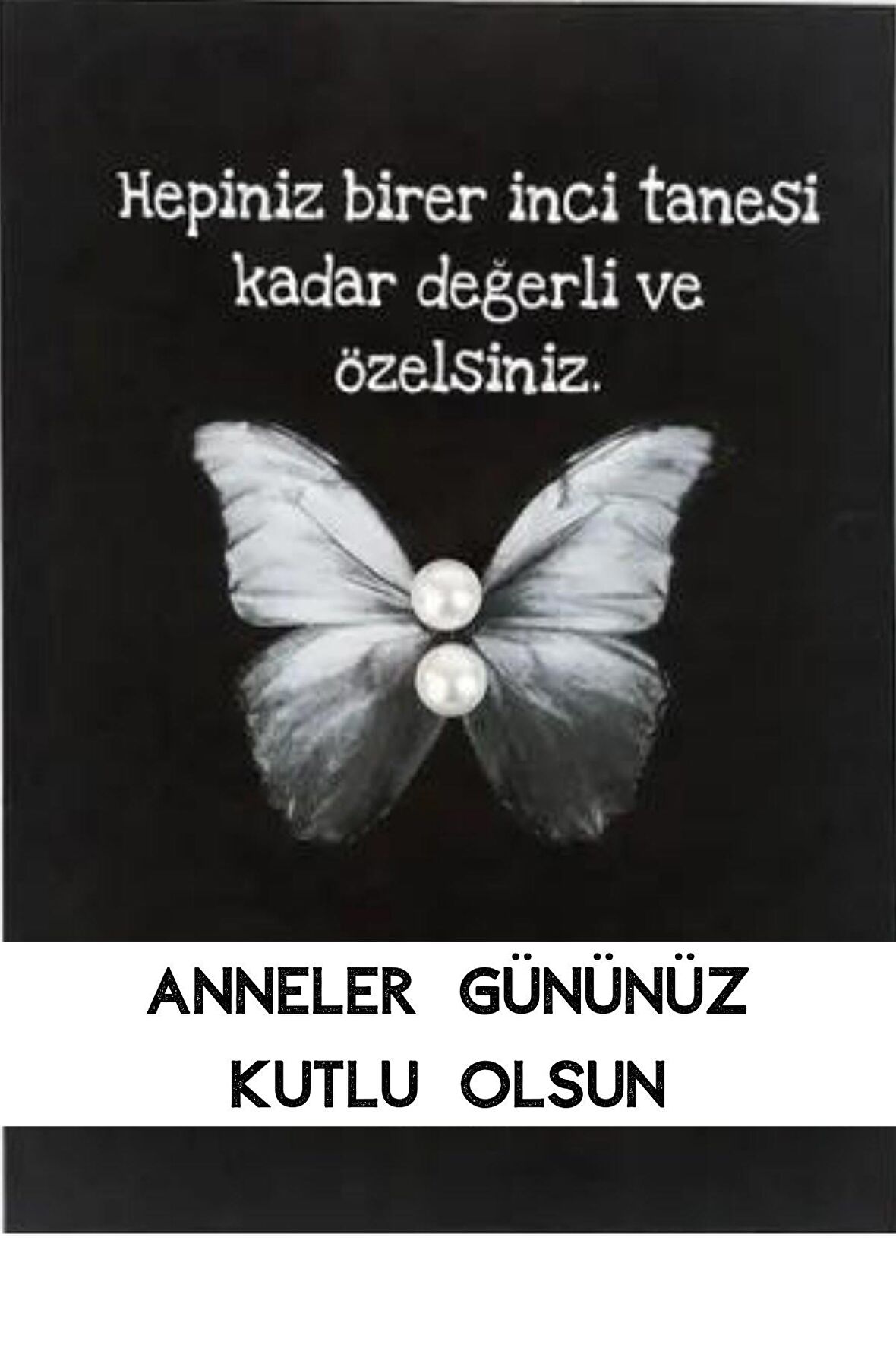 20 Adet Anneler Günü Siyah Kelebek Kartlı İnci Küpe Hediye - Anneler Günü Hediyesi- Kişisel Yazı