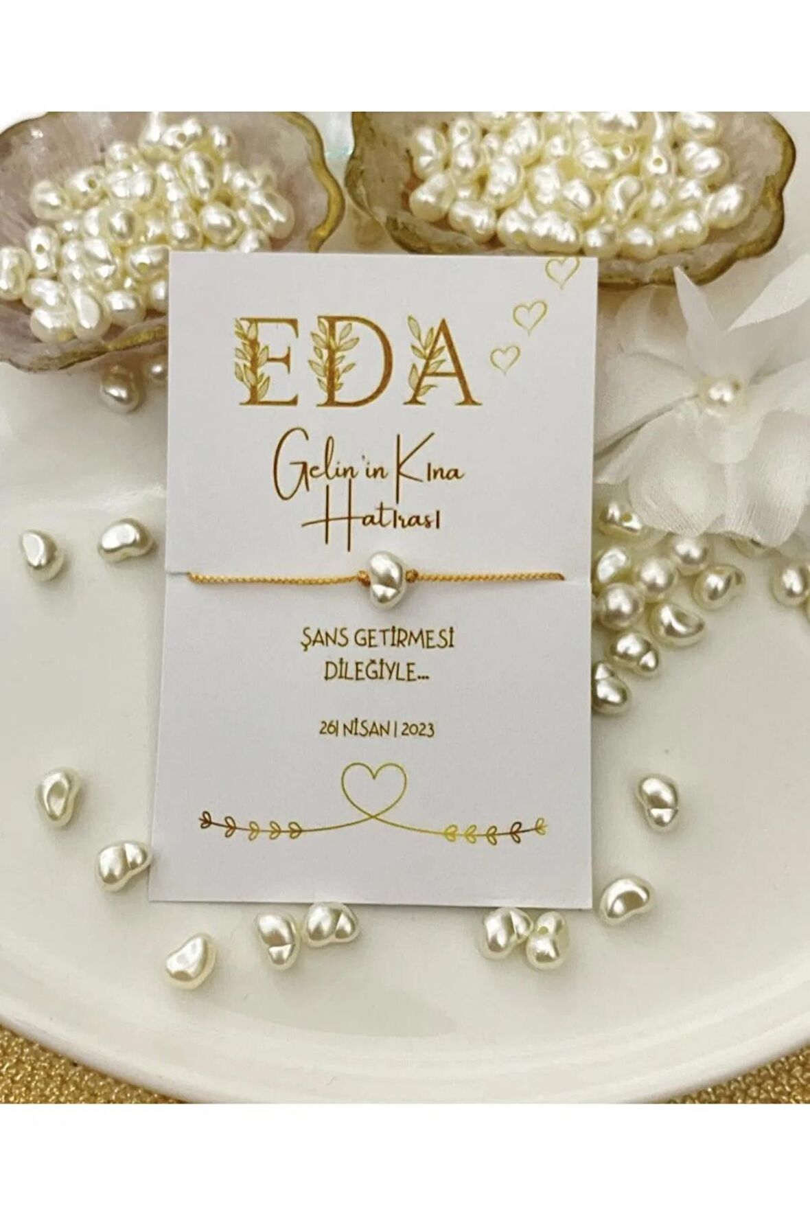 20 Adet Çiçek Harfli Kişiye Özel Şans Bilekliği - Kına Hediyesi - Kına Bilekliği - Nikah Hediyesi