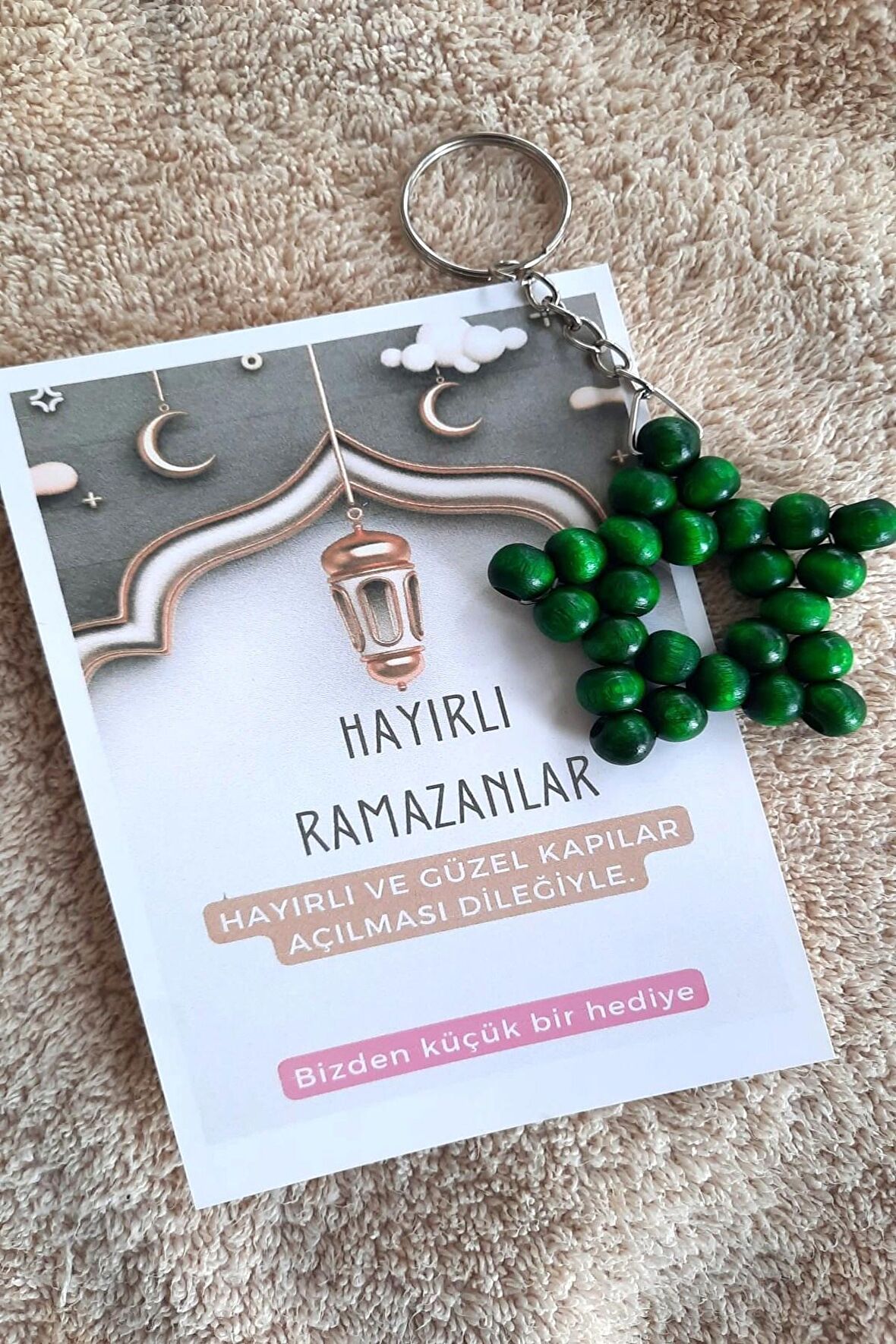 5 Adet Yeşil Yıldız Anahtarlık - Ramazan Hediyesi - Konsept Hediye