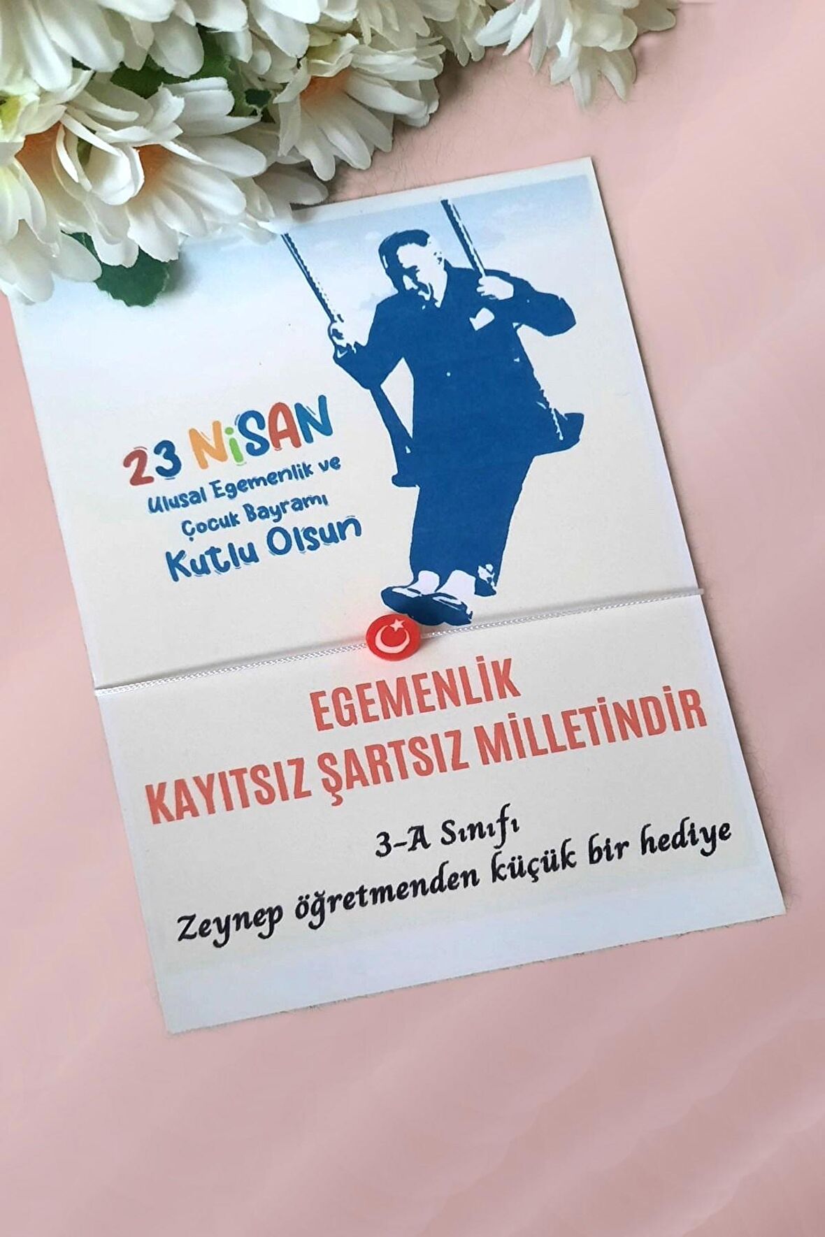 40 Adet Atatürk Salıncak Konsept 23 Nisan Bileklik - Kişiye Özel Yazı -23 Nisan Çocuk Bayramı Hediye