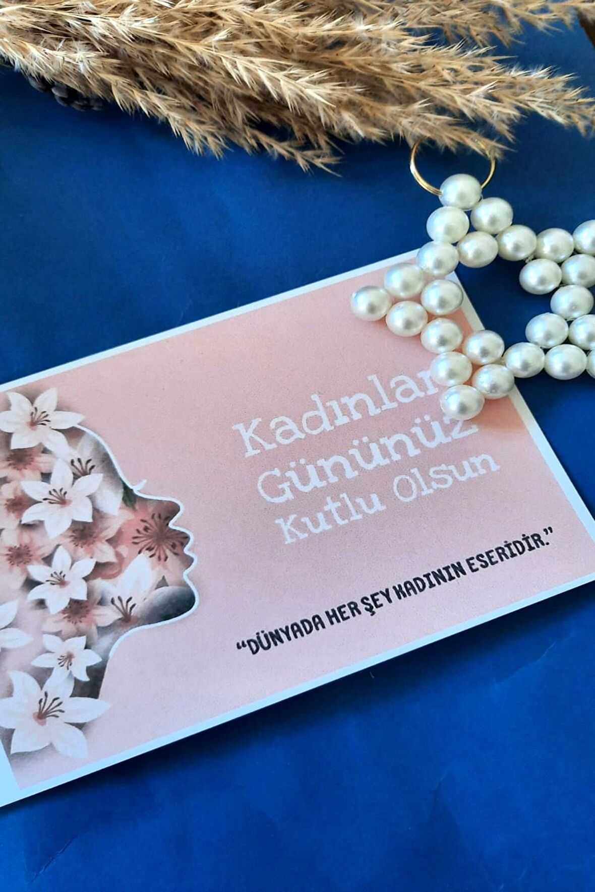 Women's Day- 5 Adet İnci Yıldız Anahtarlık - Kadınlar Günü Hediyesi