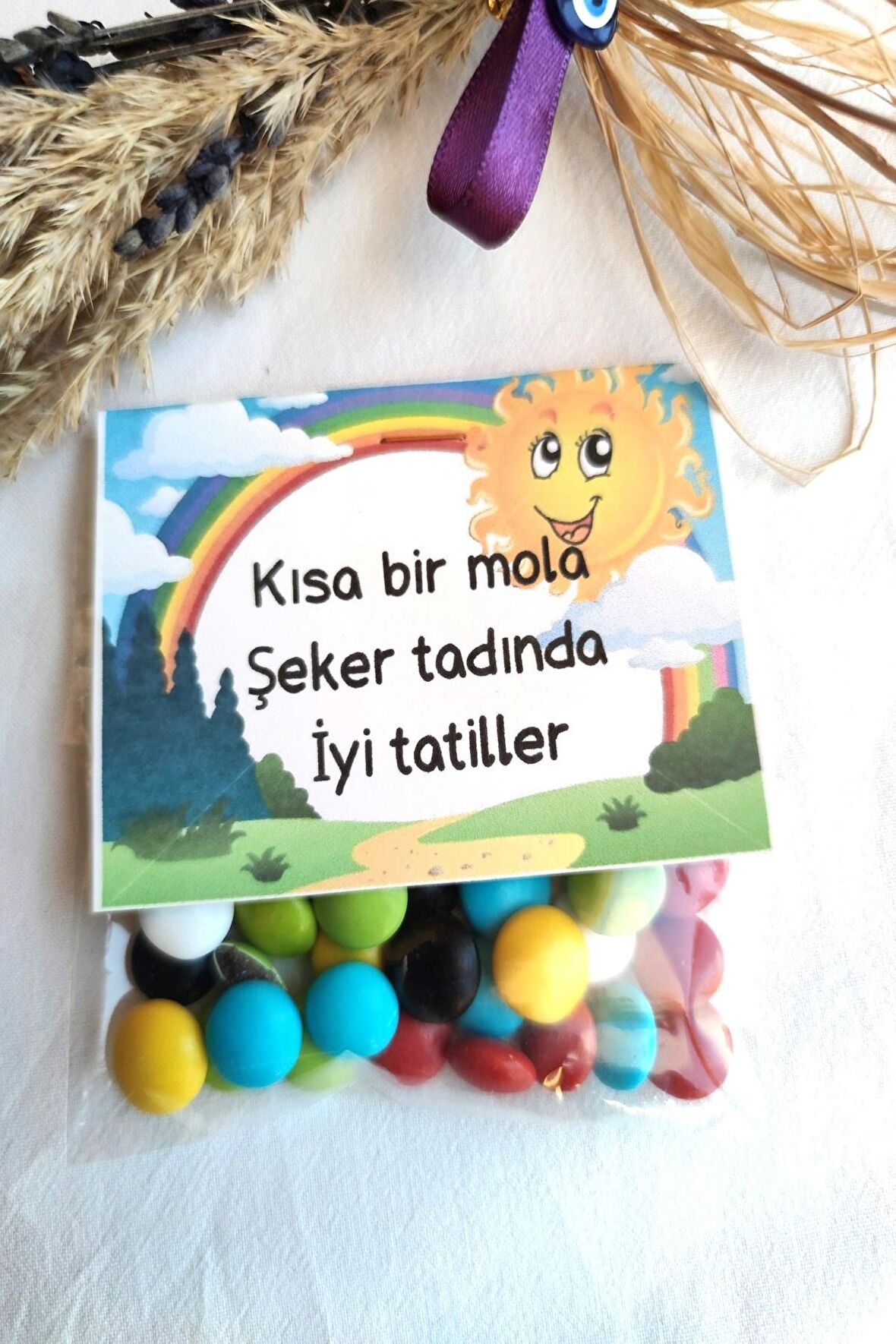 10 Adet İyi Tatiller Hediyesi - Hediye Draje Şeker - Okul Hediyesi - Sömestr Hediyesi