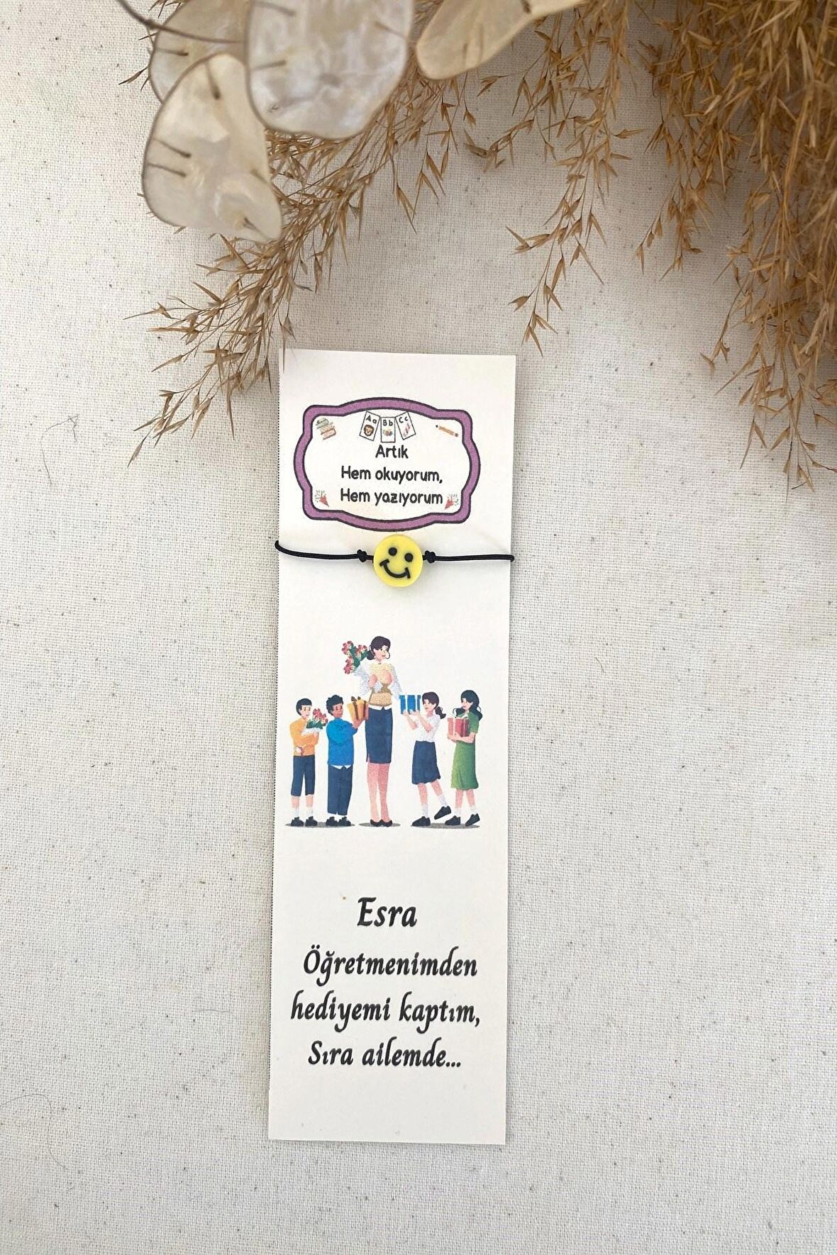 30 Adet Kişiye Özel Kartlı Karne Hediyesi Emoji Bileklik - Sömestr Hediye
