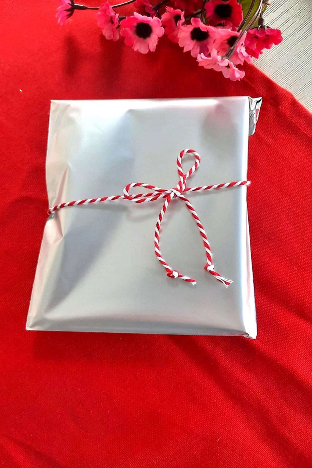 Gümüş Janjanlı 10 Adet Hediye Paketi - Yapışkanlı - 12 x 17 cm