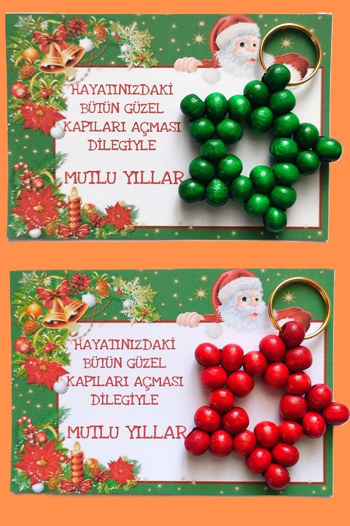 Kırmızı&Yeşil 10 Adet Anahtarlık - Yılbaşı Hediyesi - Christmas Gift