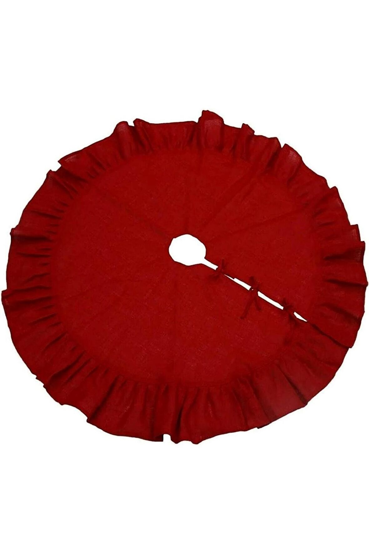 Kırmızı Pileli Yılbaşı Ağaç Altı Örtü 100 cm 