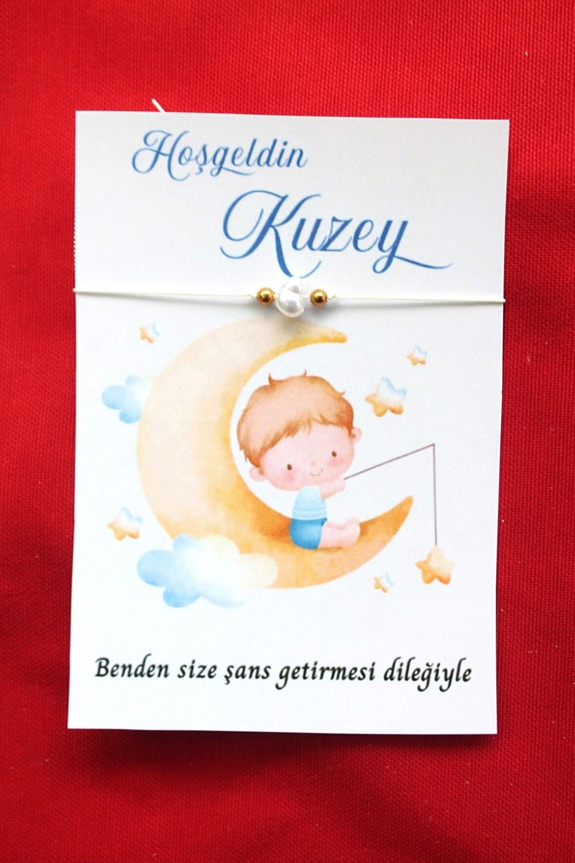 20 Adet Kişiye Özel Kartlı İncili Şans Bilekliği - Bebek Hediyesi - Mevlid Hediyesi - Okul Hediyesi