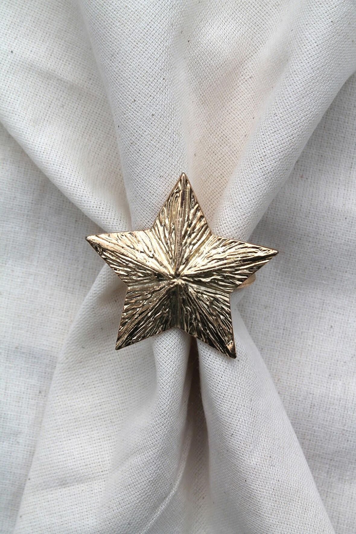 6 Adet Dekoratif Gold Star Nova Peçete Halkası - Napkin Ring