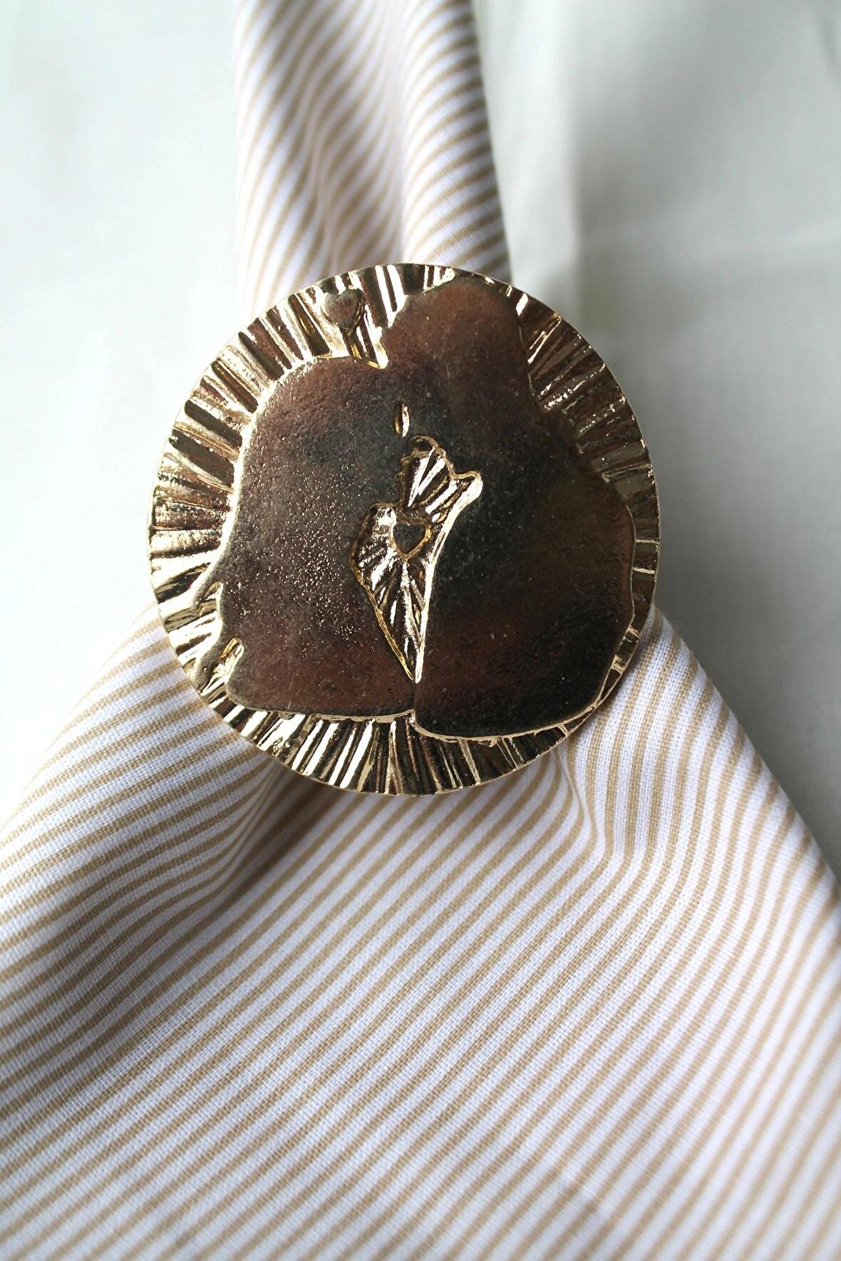 6 Adet Gold Valentine Yuvarlak Metal Peçete Halkası - Napkin Ring