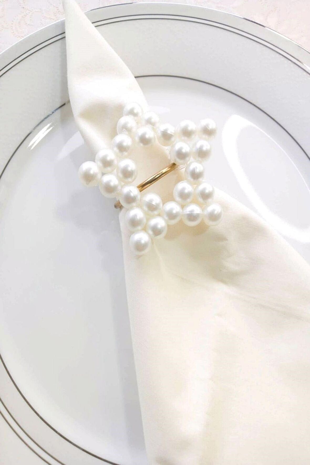6 Adet Pearl Golden Metal Halkalı Yıldız Peçete Yüzüğü