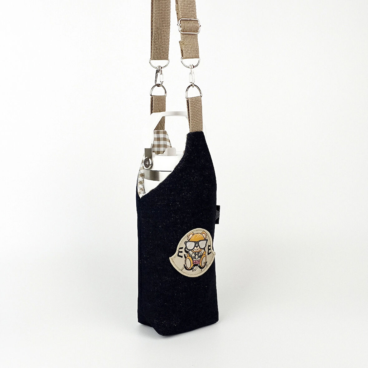 Woodycord El Yapımı U Model Kot Matara Termos Kılıfı Havalı Ayıcık iceflow 0,89