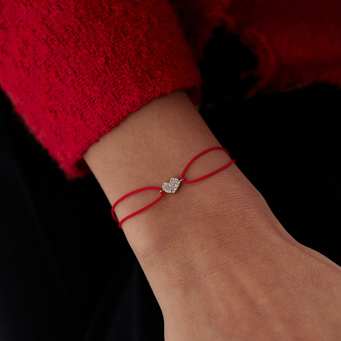 Kalp Taşlı İp Bileklik