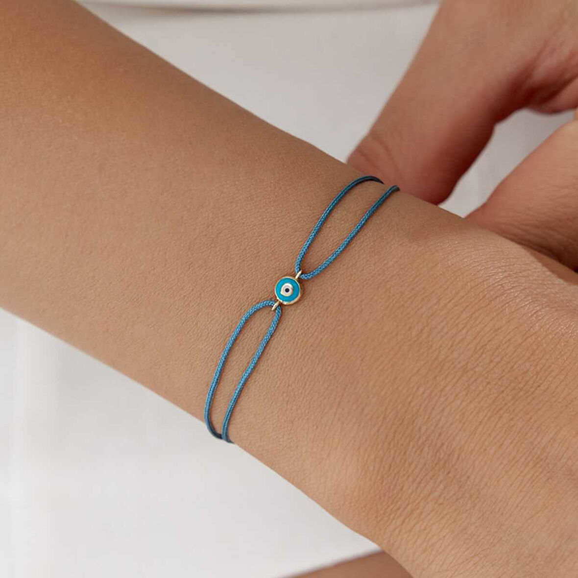 Bebe Mavisi Mineli Nazar İp Bileklik