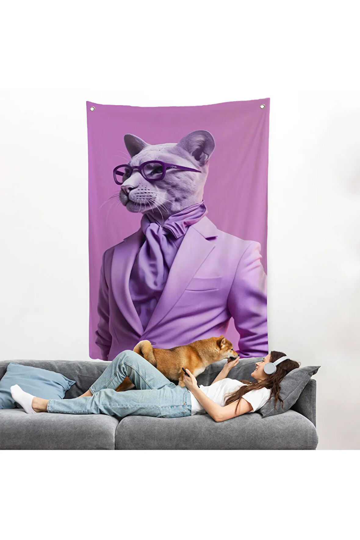 Pembe Büyük Kadın Duvar Örtüsü-7923