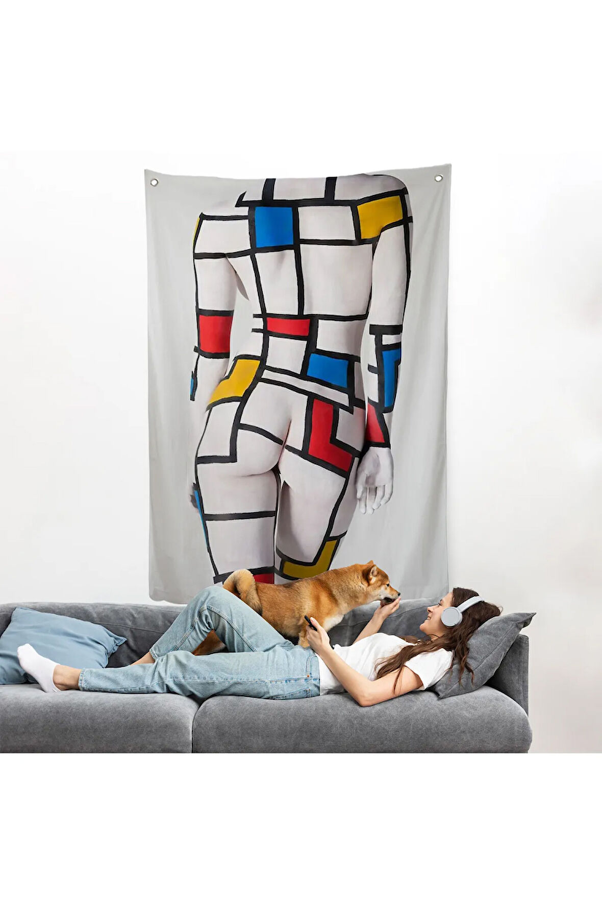 Renkli Soyut Kadın Duvar Örtüsü-7925