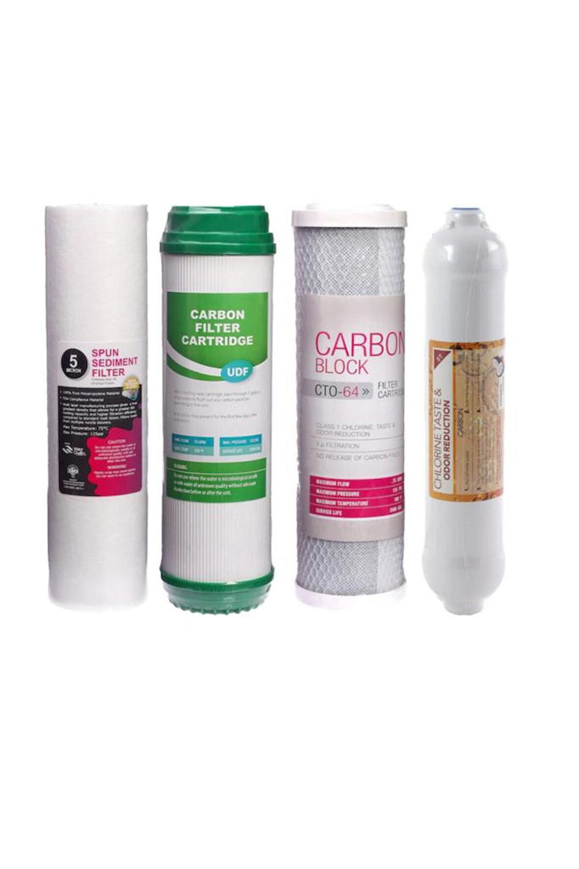 Su Arıtma Cihazı 4'lü Filtre Seti Üçlü Ön Filtre Seti + Tatlandırıcı Filtre
