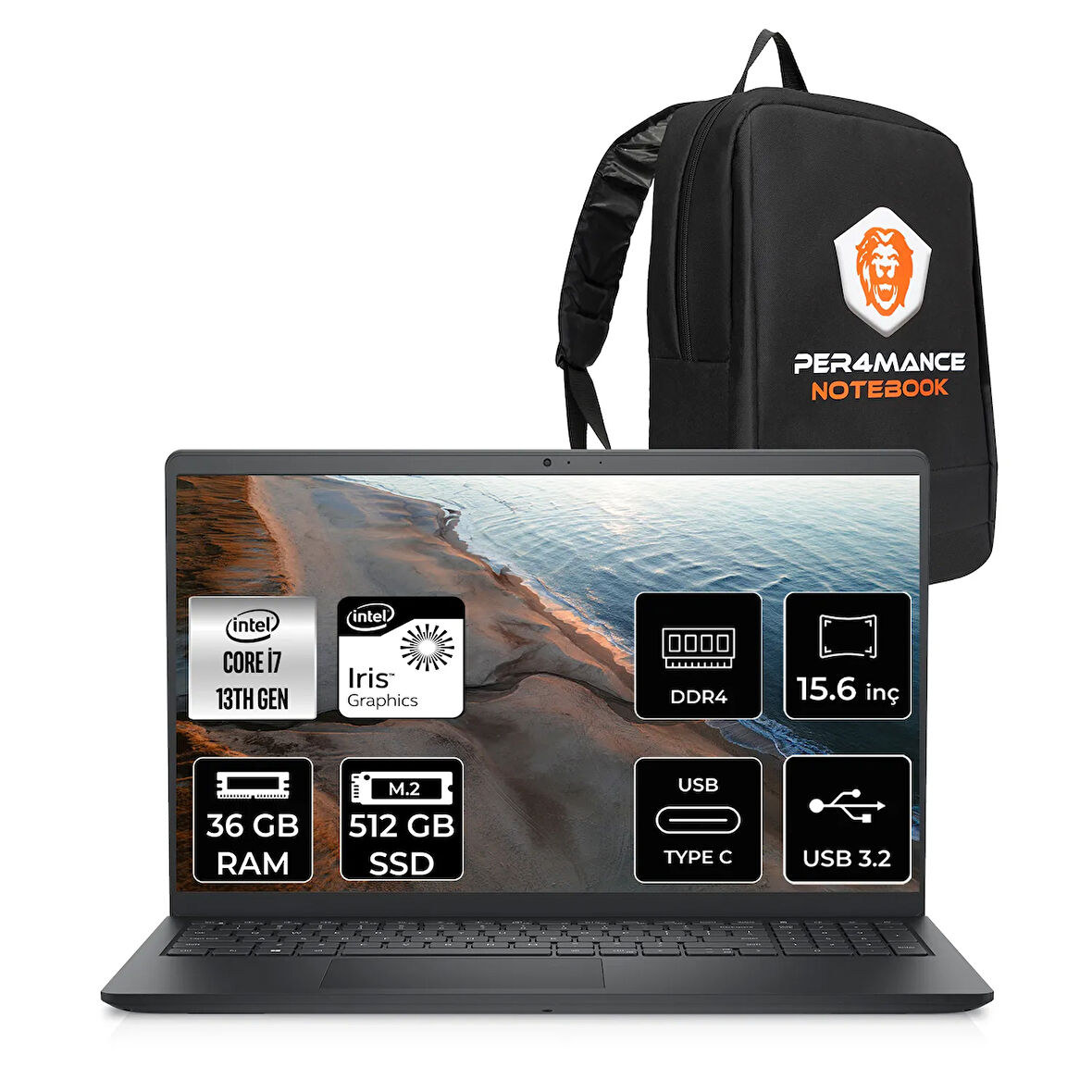 Dell Inspiron 15 3530 i7 1355U 36GB 512GB SSD 15.6'' FHD 60Hz IPS FDOS Dizüstü Laptop & PER4 ÇANTA