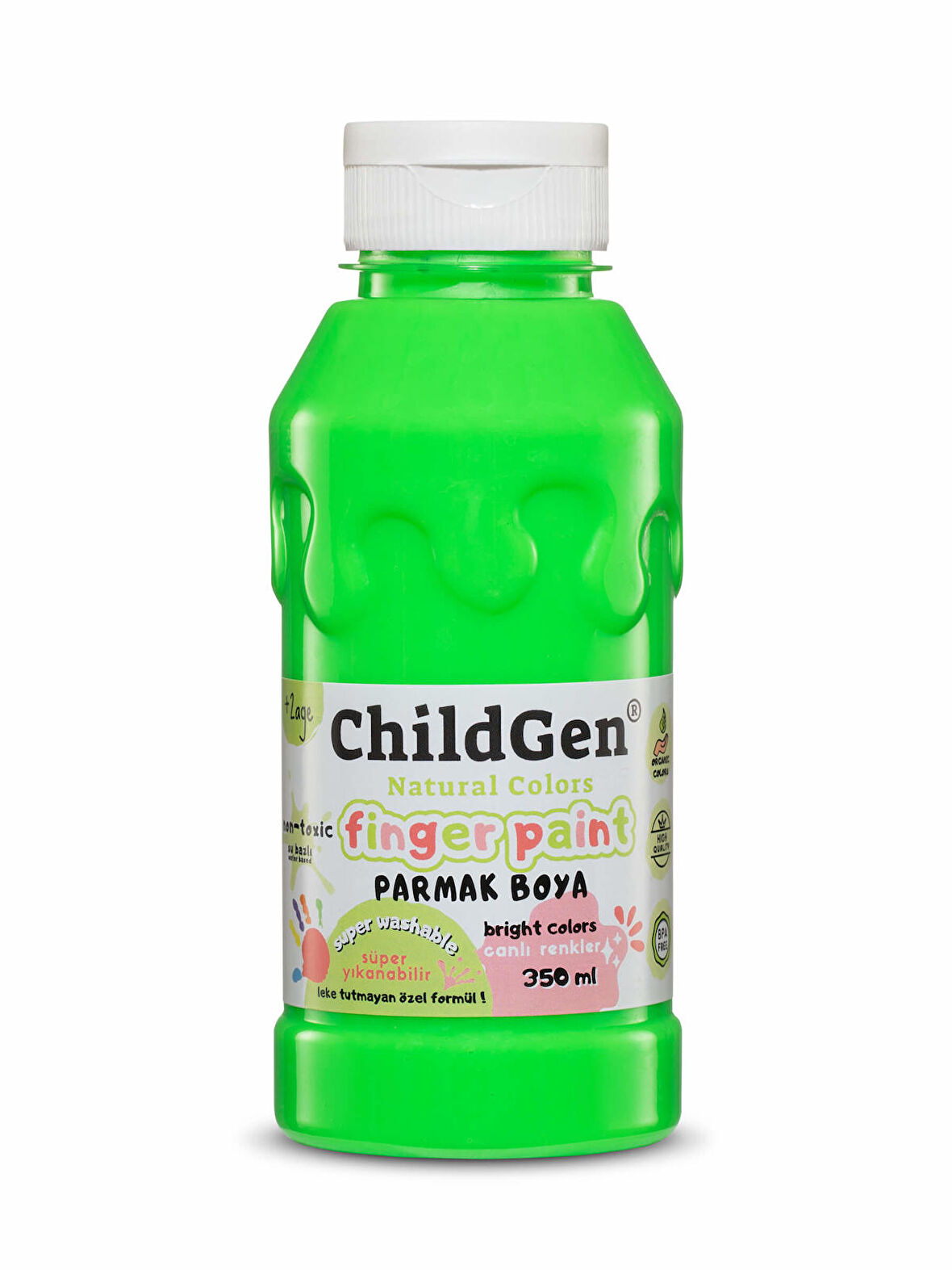 ChildGen Süper Yıkanabilir 3'lü Parmak Boya Neon Set (3x350ml)