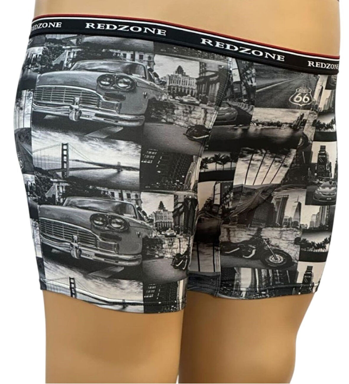 Nostalji Desenli Dijital Baskılı Büyük Beden Likralı Boxer