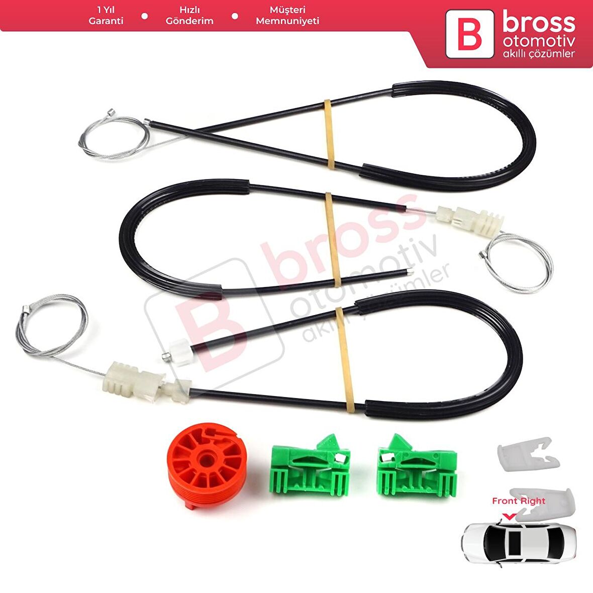 Renault Laguna MK2 X74  BG0/1 KG0/1 2001-2008 8200000938 İçin Ön Sağ Kapı Cam Kriko Tamir Seti