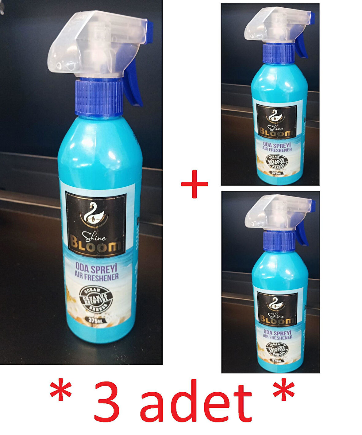 Shine Bloom 375ml x 3 adet oda spreyi (Okyanus Esintisi) air freshener