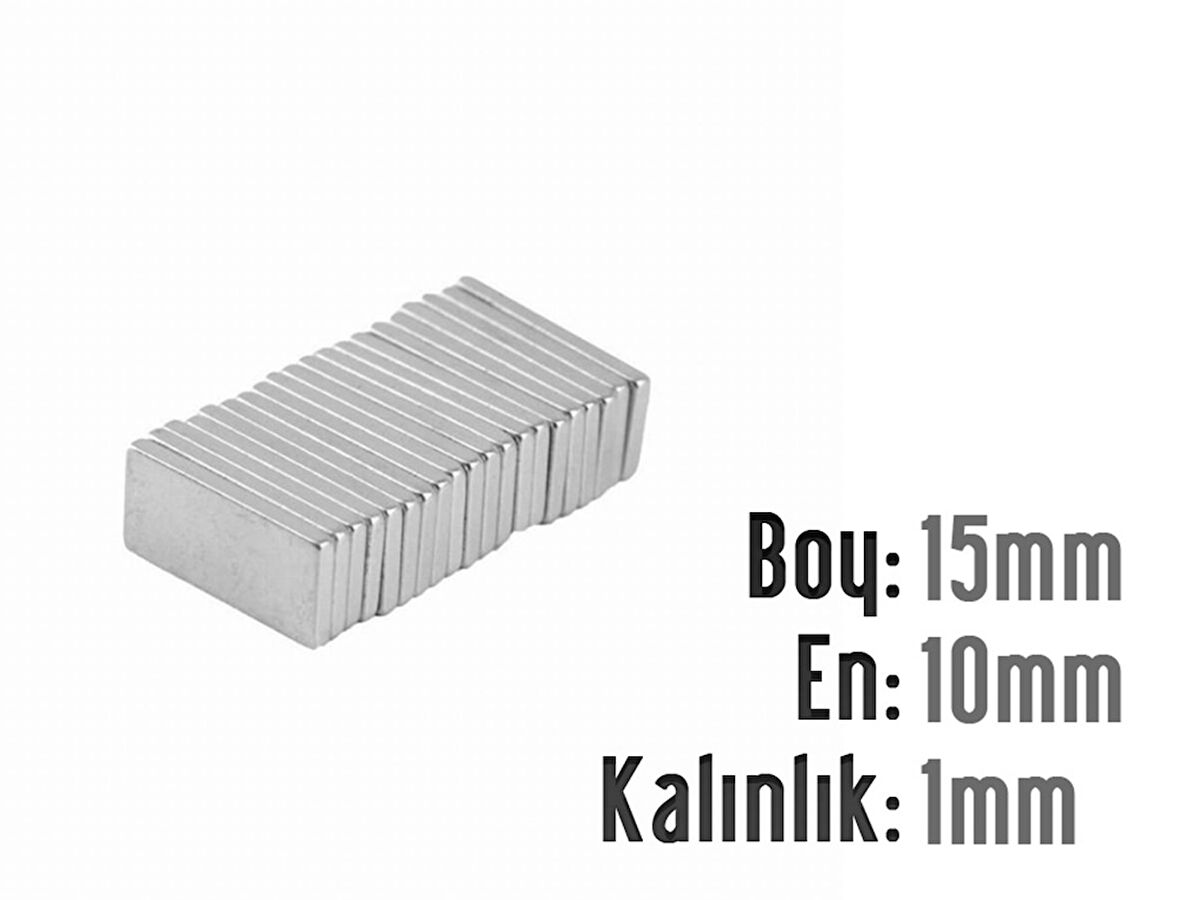 Neodyum Mıknatıs Köşeli  15x10mm , Kalınlık 1 mm ( 5 Adet)