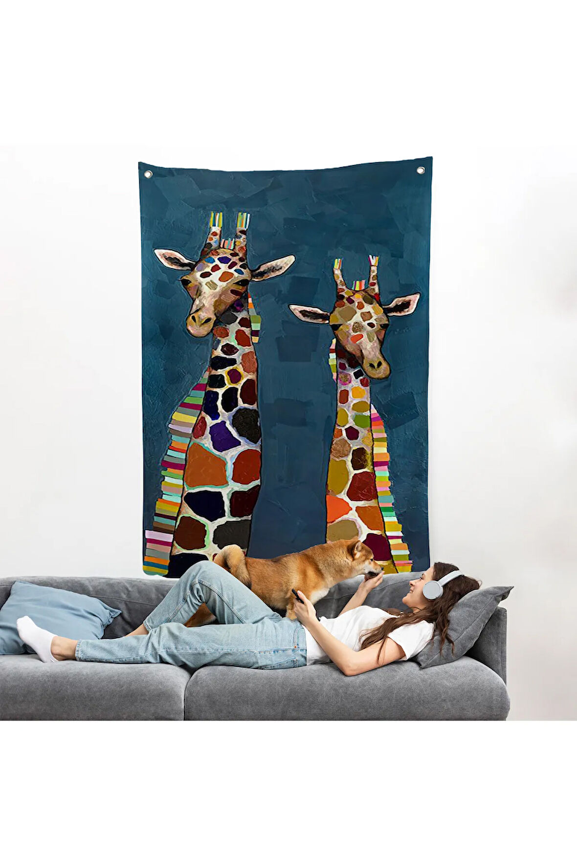 Sevimli Zürafalar Duvar Örtüsü-7940