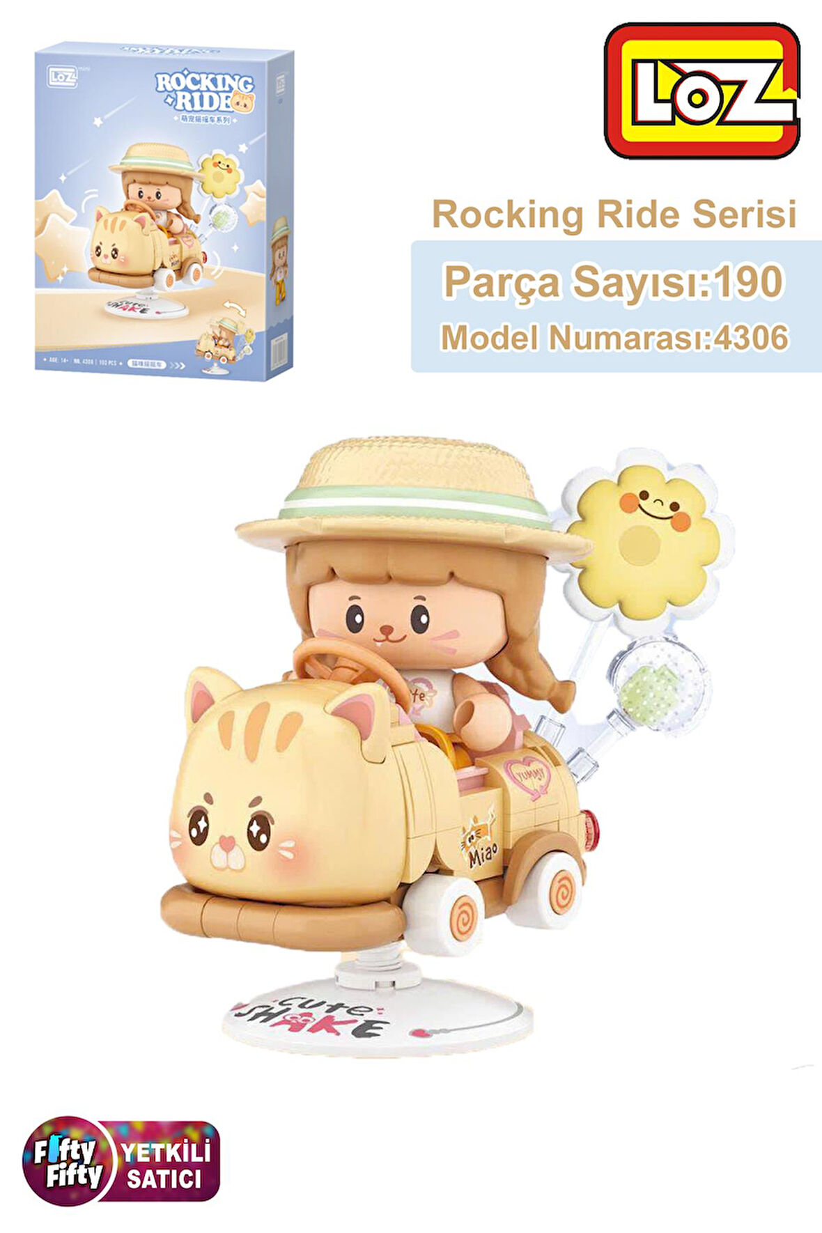 Loz Creative Serisi Sallanan Kahverengi Kedi Modeli 190 Parça Oyuncak Yapım Seti FFLZ-4306